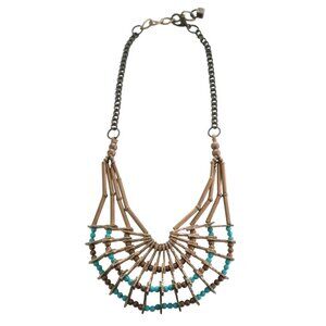 PAM HIRAN Beaded fan collar statement necklace